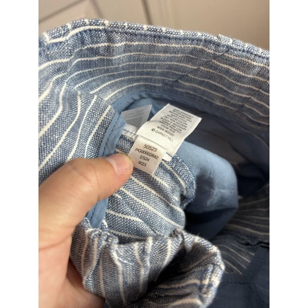 Garnet Hill 100% Linen Blue and White Stripe Pants Size 14 NWT $139 - 430